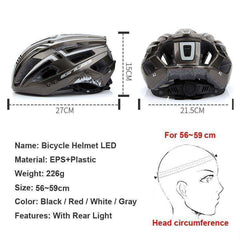 New LED Light Rechargeable Cycling Bike Helmet