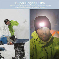 Unisex LED Lighted Knitted Beanie Cap Warm Winter