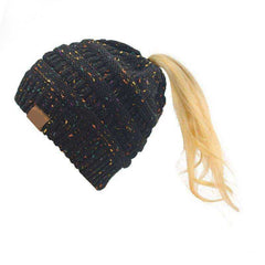 Women Warm Knitted Ponytail Beanies