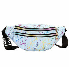 Holographic Waist Belt Bag Women Pink Silver Fanny Geometric Pack