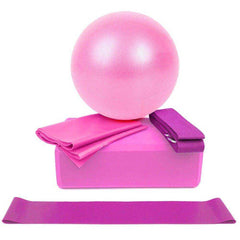 Aesthetic Yoga Ball Blocks Stretching Strap Resistance Loop Band 5 Pcs Set