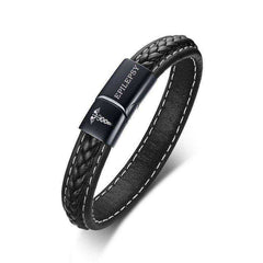 Emergency Medical Alert Genuine Leather Bracelet