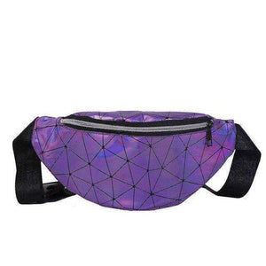 Holographic Waist Belt Bag Women Pink Silver Fanny Geometric Pack