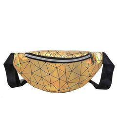 Holographic Waist Belt Bag Women Pink Silver Fanny Geometric Pack
