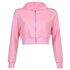 Autumn Fashion Longslive Women Zip Up Hoodies Cropped Sweatshirt