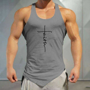Gym Tank Top Men Letter Printing Faith Shirt