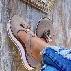 Women Flat Shoes Thick Sole Platform Fringe Spring Tassels