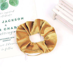 New Velvet Tencel Zipper Pocket Hairband Elastic  Accessories