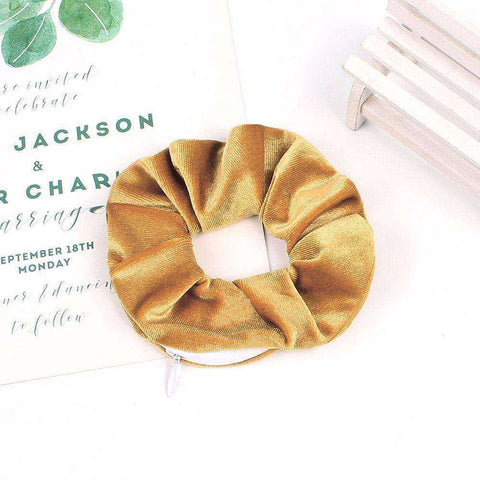 Image of New Velvet Tencel Zipper Pocket Hairband Elastic  Accessories