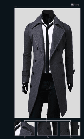 Image of Long Aesthetic Trench Coat For Men