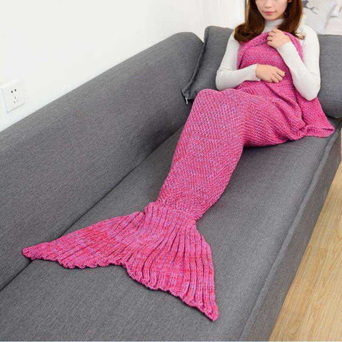 Image of Soft All Seasons Knitted Mermaid Tail Blanket