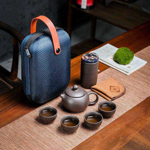 Purple Clay Kung Fu Teapot Cup Travel Set