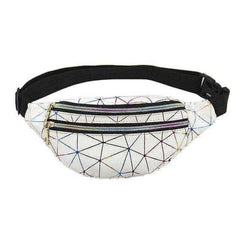 Holographic Waist Belt Bag Women Pink Silver Fanny Geometric Pack