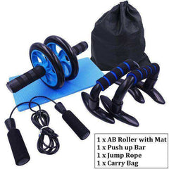 New AB Roller Kit with Push-Up Bar Jump Rope Exercise Equipment Set