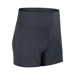High Waisted Smooth Anti-sweat Plain Athletic Yoga Shorts with Two Side Pocket