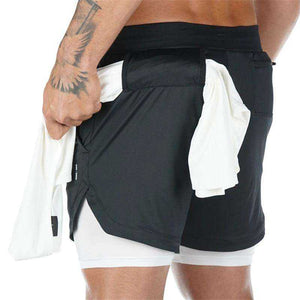 Camo Double-deck Quick Dry Fitness Workout Jogging Running Sport Shorts
