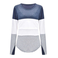 Breastfeeding Long Sleeve Striped O-neck Shirt