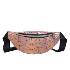 Holographic Waist Belt Bag Women Pink Silver Fanny Geometric Pack