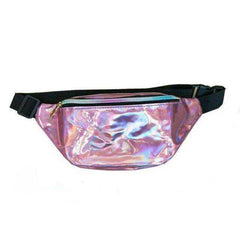 Holographic Waist Belt Bag Women Pink Silver Fanny Geometric Pack