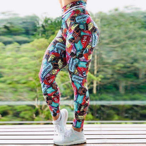 Image of New Arrival Women High Waist Push Up Digital Print Stretch Fitness Workout Sport Leggings