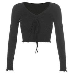 Knitted T-shirts Long Sleeve Aesthetics Tops