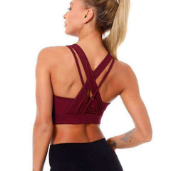 Aesthetic Sports Bra Tank Top With Cross Strap For Women
