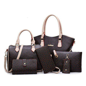 Women's Fashion Leather Bags 6 Piece Set Designer