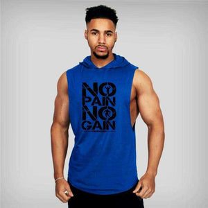 Men's Brand Gyms Clothing Bodybuilding Hooded Cotton Sleeveless Tank Top