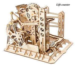 Marble Run DIY Waterwheel Wooden Model Building Block Assembly Toy