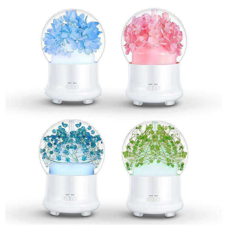 New Aesthetic Nature Flower Aromatic Diffuser With 7 LED Light Cool Mist Humidifier