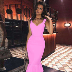 Beautiful Mermaid Bandage Bodycon V Neck Dress