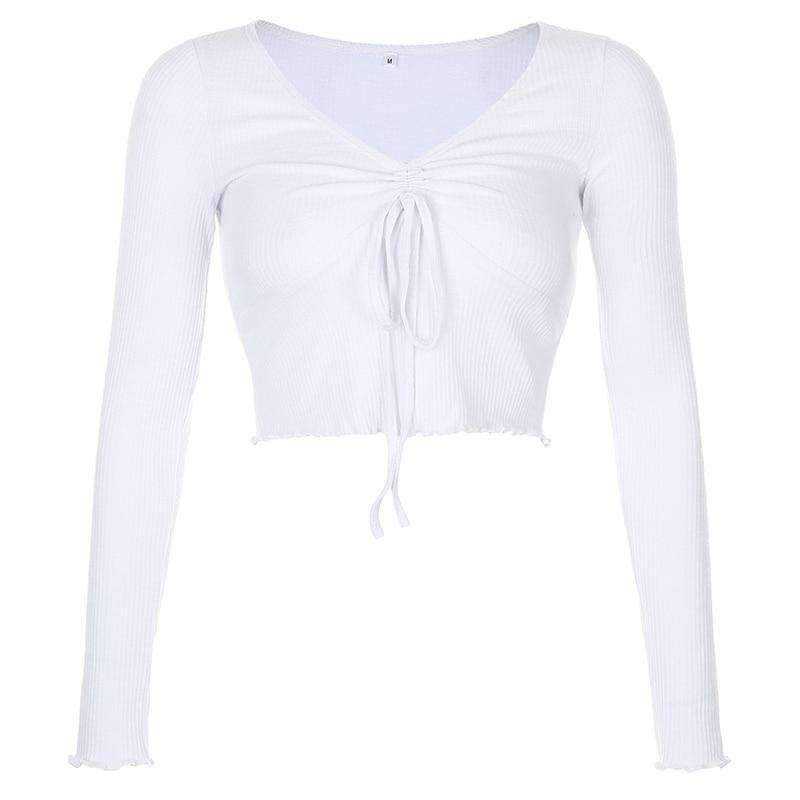 Knitted T-shirts Long Sleeve Aesthetics Tops