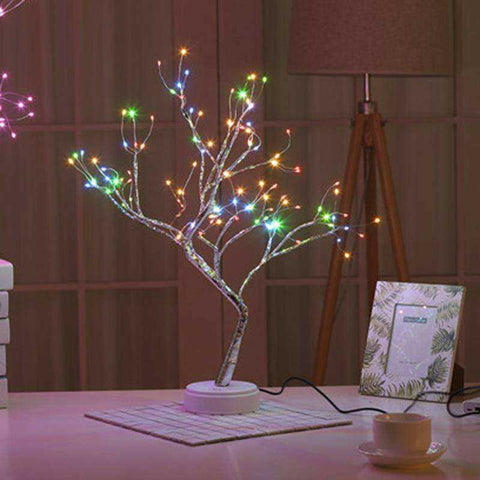 Image of LED Night Light Mini Christmas Tree Copper Wire Garland Lamp