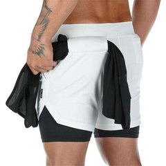 Camo Double-deck Quick Dry Fitness Workout Jogging Running Sport Shorts