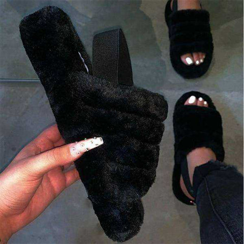Image of Spring Autumn Sponge Cake Women's Suede Back Strap Cotton Slippers