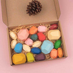Children's Wooden Colored Stone Jenga Building Block Educational Toy