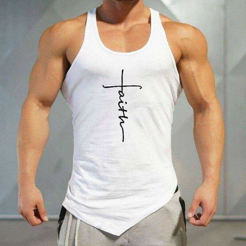Image of Gym Tank Top Men Letter Printing Faith Shirt