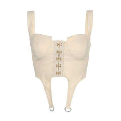 Women Fashion Hook Corset Sexy Bustier Backless Zipper Sleeveless Crop Tops