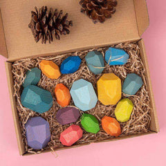 Children's Wooden Colored Stone Jenga Building Block Educational Toy