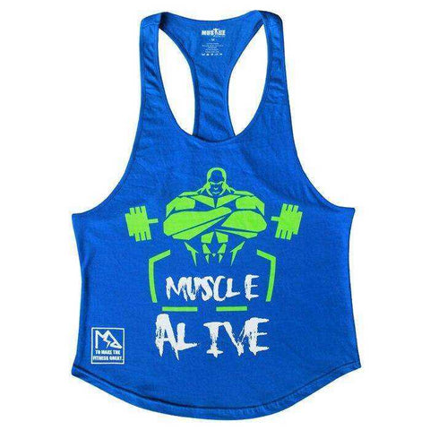 Image of MUSCLE ALIVE Fitness Tank Top Men Bodybuilding Sleeveless