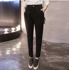 Woolen High Waist Casual Pencil Pants for Women
