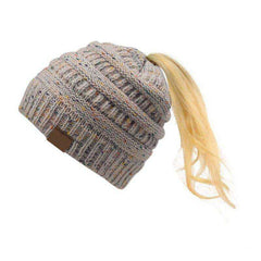 Women Warm Knitted Ponytail Beanies