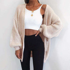 Winter Coat Long Sleeve Loose Cardigan Open Stitch