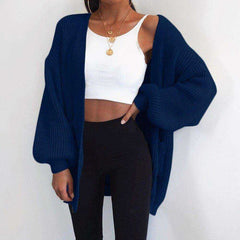 Winter Coat Long Sleeve Loose Cardigan Open Stitch
