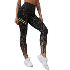 High Waist Fitness Gold Print Leggings