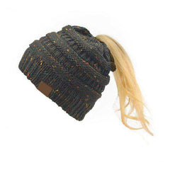 Women Warm Knitted Ponytail Beanies