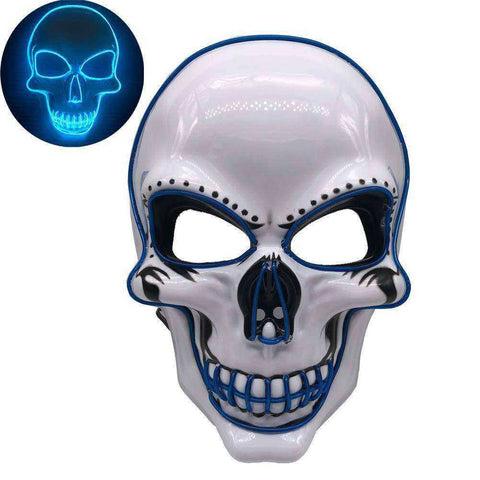 Image of Halloween Skeleton Skull  Mask LED Glow Scary EL-Wire Cosplay Costume