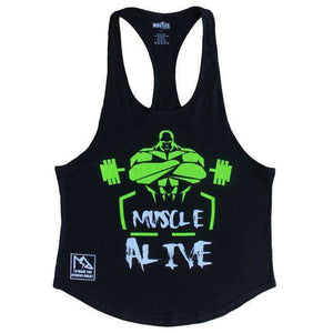 MUSCLE ALIVE Fitness Tank Top Men Bodybuilding Sleeveless