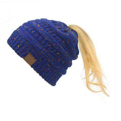 Women Warm Knitted Ponytail Beanies