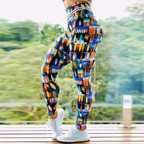New Arrival Women High Waist Push Up Digital Print Stretch Fitness Workout Sport Leggings